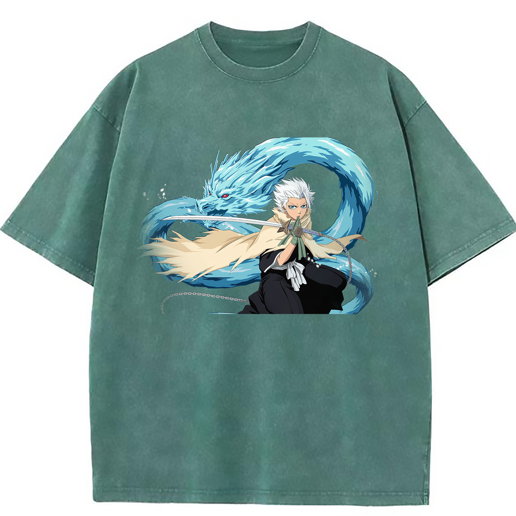 （画像用） ブリーチ 日番谷冬獅郎（ひつがや とうしろう） BLEACH Hitsugaya Toushirou 綿100% ヴィンテージ風 半袖Tシャツ（フロントプリント）